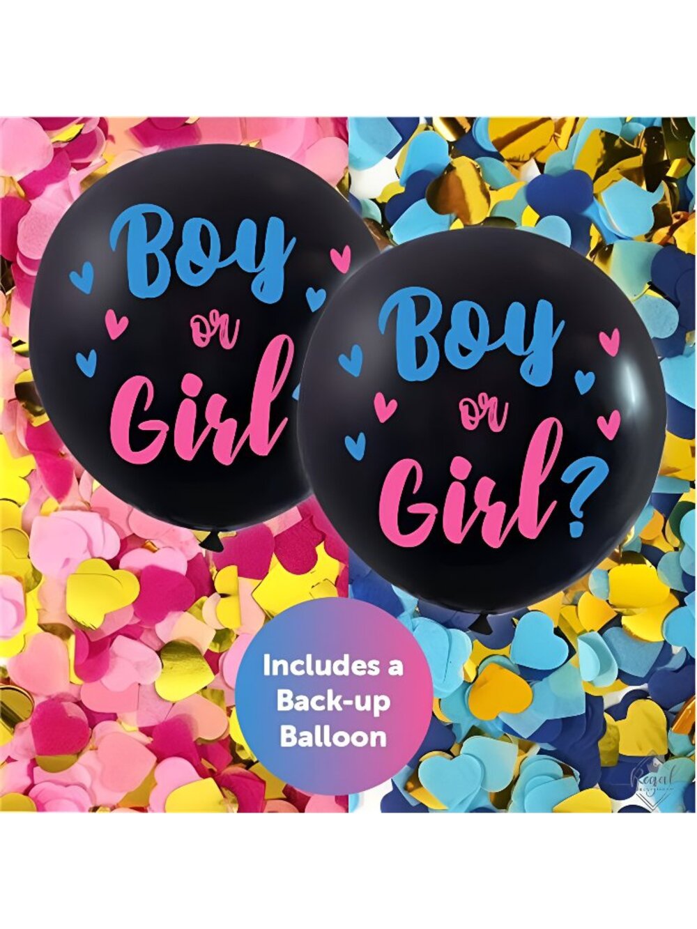 5Pc Premium Jumbo 36 Inch Baby Gender Reveal Balloon Kit | Big Black Balloons